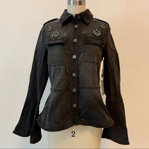 NWT Scripted Womens Grey Jeweled Denim Jacket